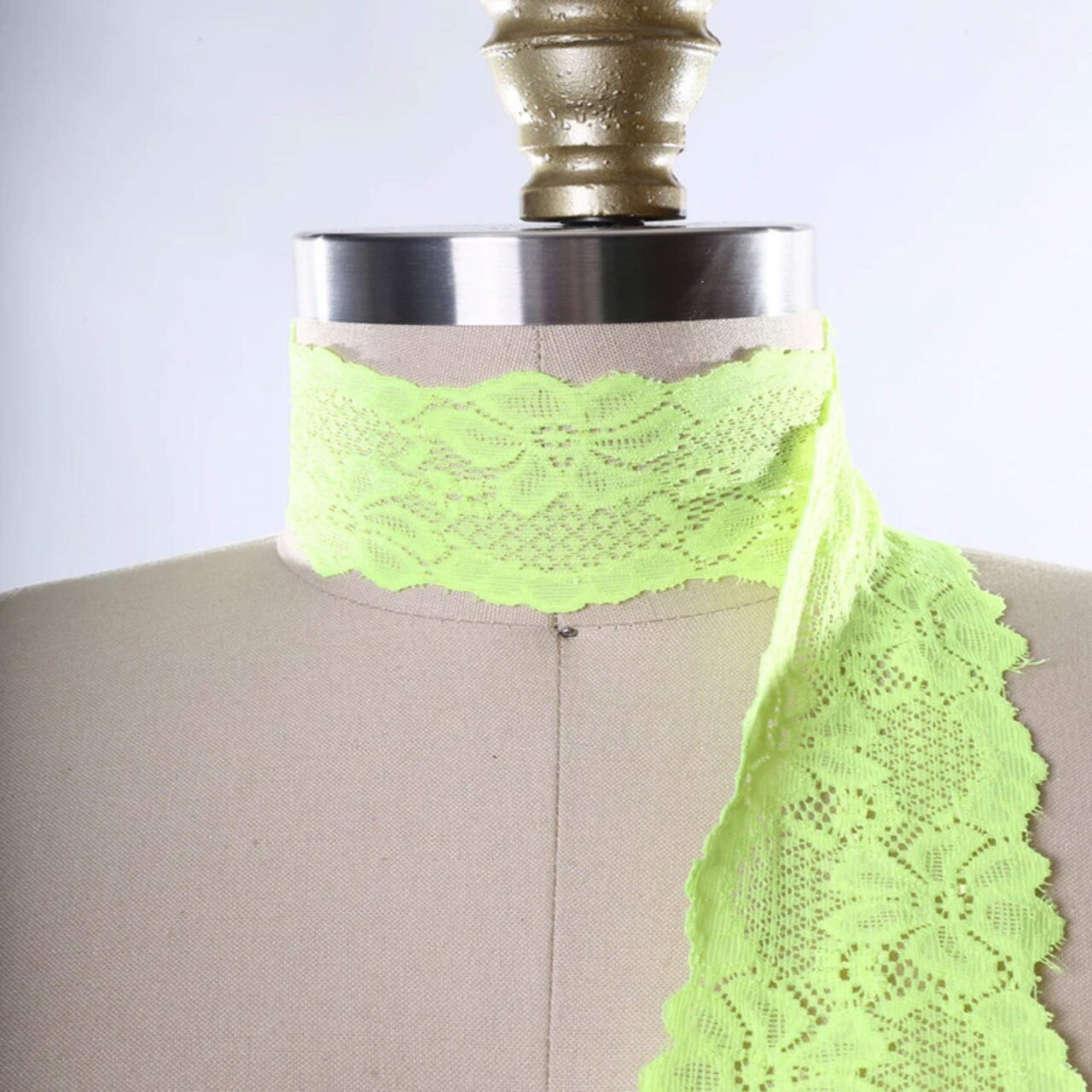 2 Yards Neon Green Stretch Lace 2.5" Wide Hand-Dyed Floral Elastic Trim for Lingerie & Crafts